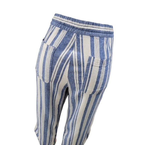 Old Navy Women's Pull On Drawstring Waist‎ Linen Blend Wide Leg Cropped Pants - Picture 7 of 12